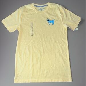 GOAT USA T-Shirt Men Small Yellow NWT Graphic Short Sleeve Crewneck Imperfection